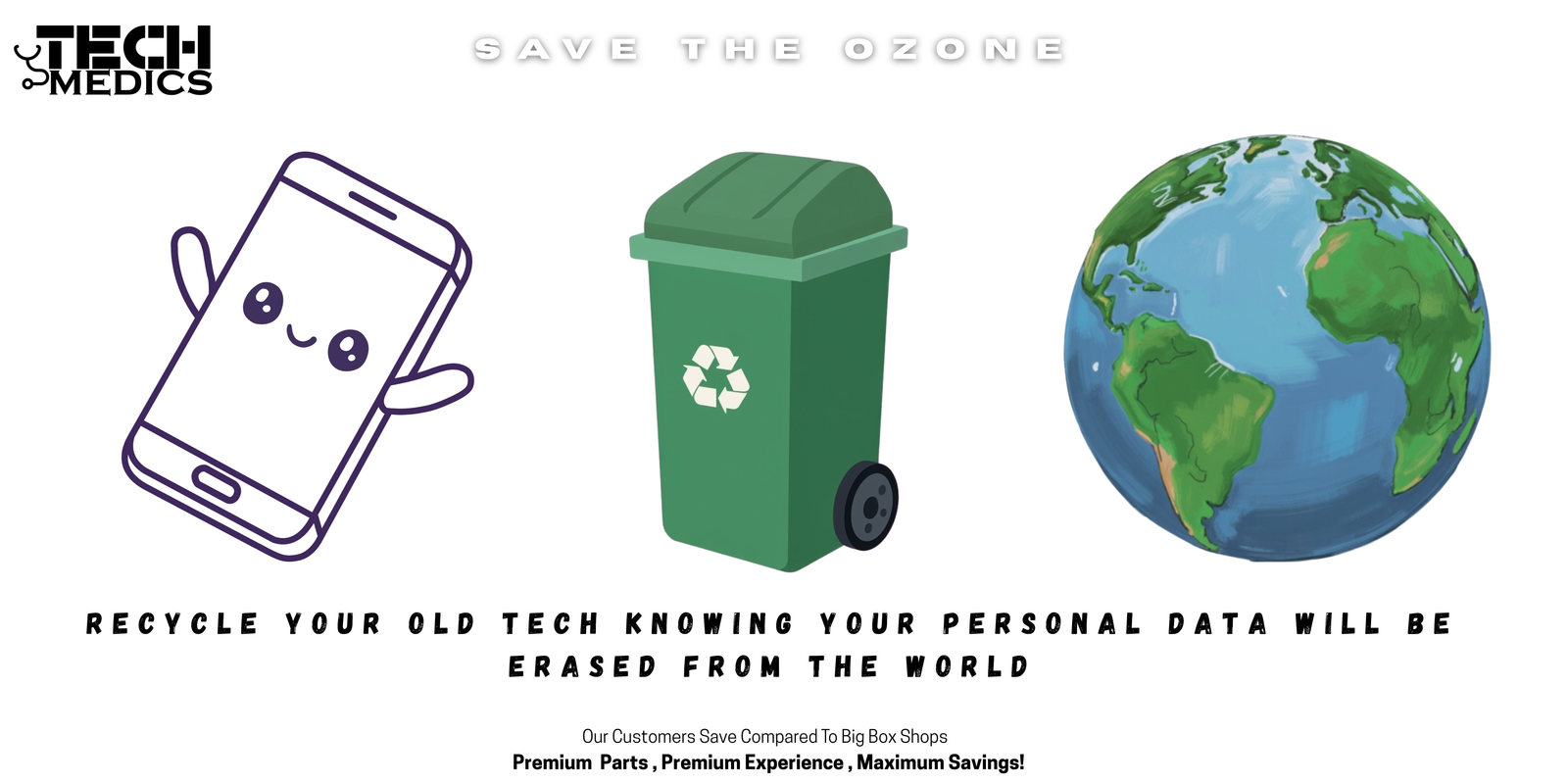 Save the ozone - recycle your old tech at Tech Medics with secure data erasure